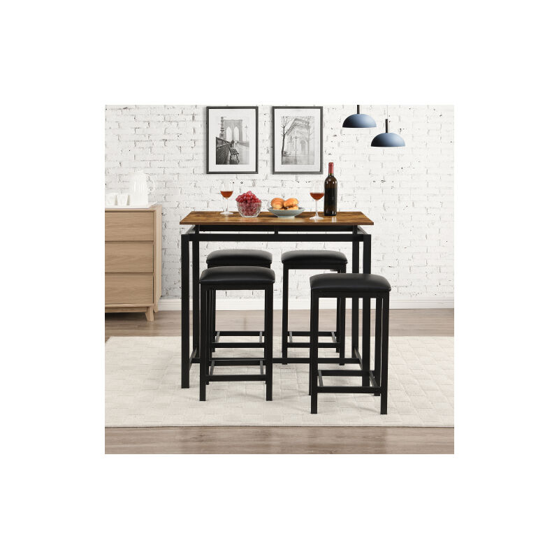 Organnice - Groupe de sièges, groupe de salle à manger, table à manger avec 4 chaises, pour balcon & salle à manger & salon ， design industriel,