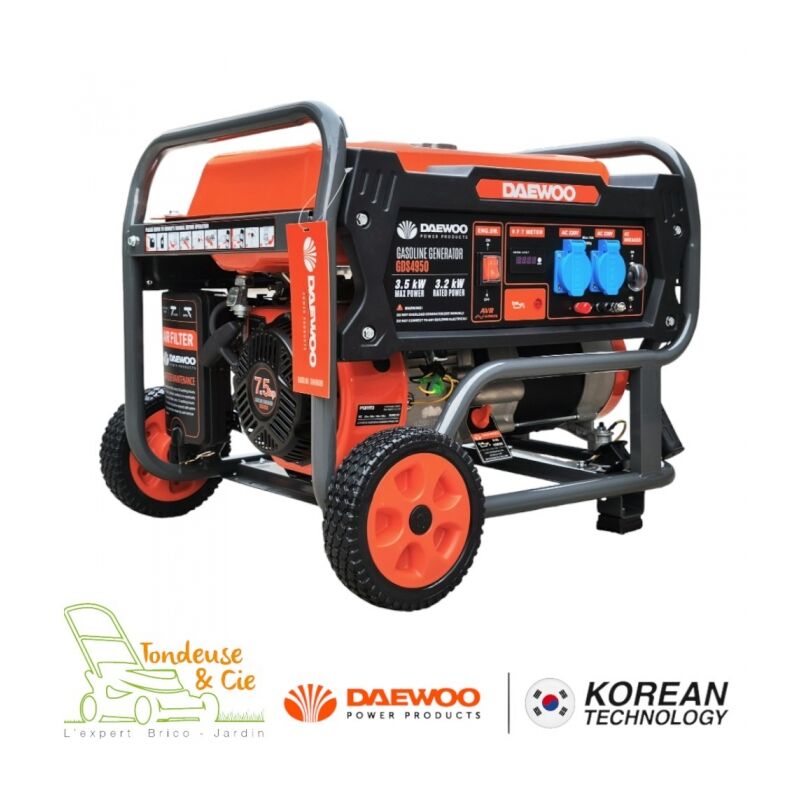 Daewoo - Groupe électrogène à essence 3500W, 230V, régulateur avr GDS4950E