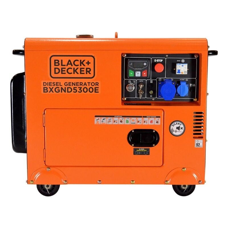 Groupe électrogène Black + Decker BXGND5300E - 5 kW - Diesel monophasé valable pour installation SOLAIRE