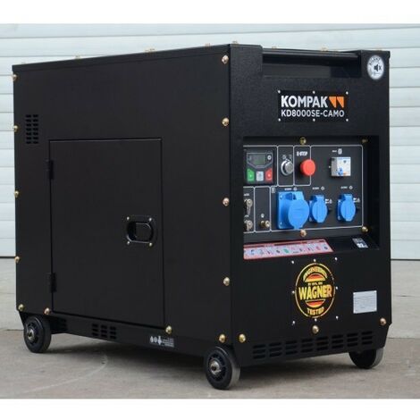 Groupe électrogène diesel 6500W – Monophasé 30L – Autonomie jusqu'à 30h – Démarrage électrique – Moteur 4 temps avec régulateur AVR – Kompak - KD8000SE