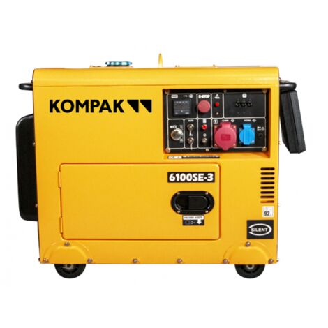 Groupe électrogène diesel insonorisé 5500W monophasé et triphasé – Moteur 4 temps OHV – Autonomie jusqu'à 12h – Niveau sonore 72 dB – Kompak - NT-6100SE-3