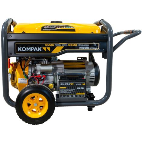 Groupe électrogène essence monophasé 8KW – Moteur 4 temps – Autonomie 12h30 – Alternateur 100% cuivre – Démarrage manuel/électrique – Kompak