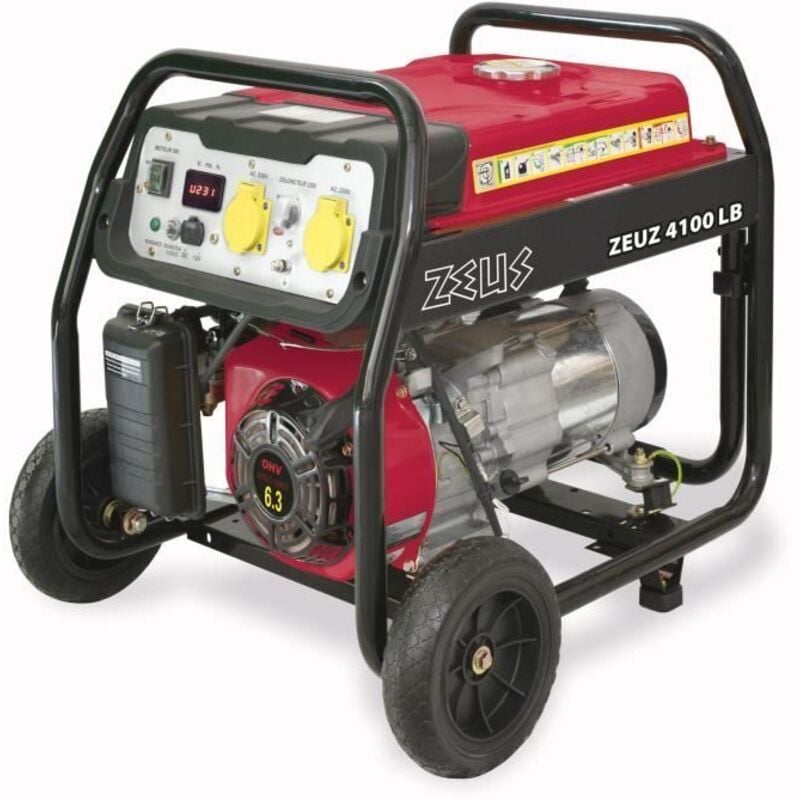 Groupe électrogene essence Zeuz 4100 lb - 3300 w - Monophasé - Rouge