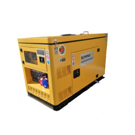 Groupe électrogène insonorisé 12kVA diesel 230V/400V – Moteur 4 temps – Autonomie 7h – Niveau sonore 72 dB – Poids 302 kg – Kompak - KDG12000XSE-T