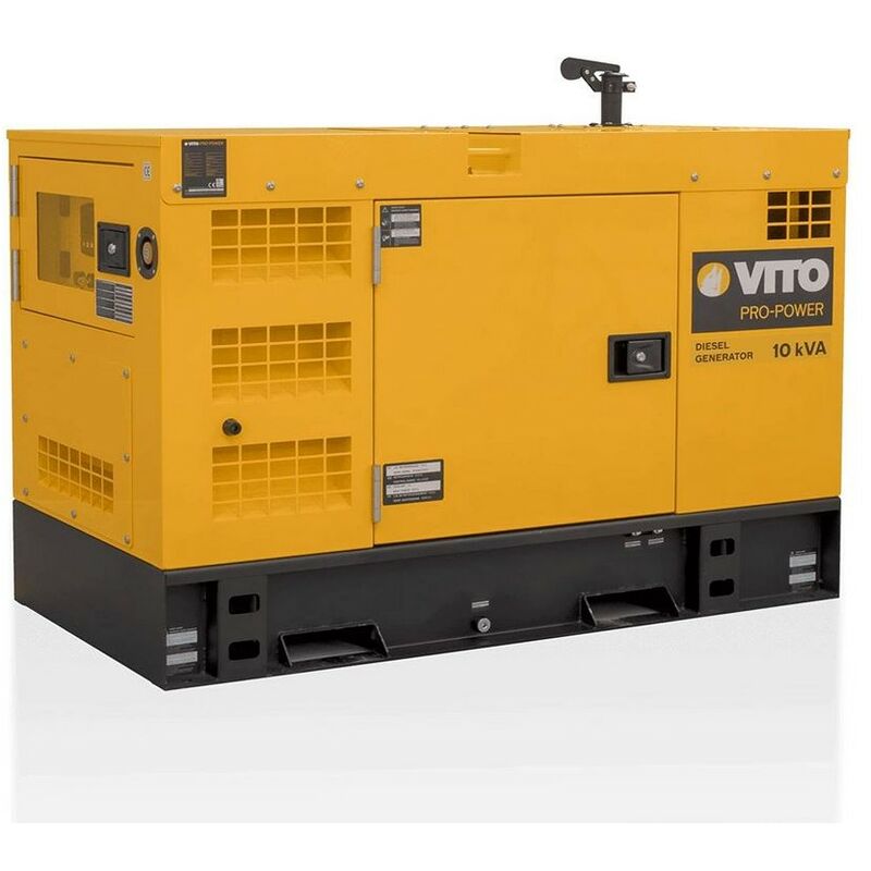 Groupe électrogène 10KVA 8,8KW Diesel Triphasé Monophasé avr Démarrage Automatique Autonomie 13 h Vito yellow