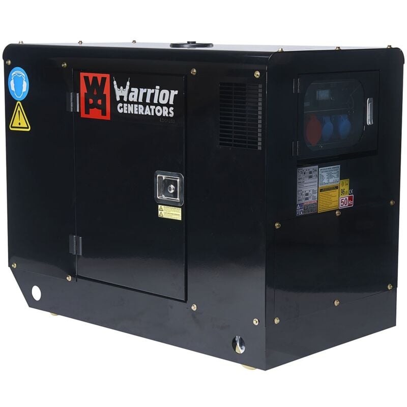 Warrior Eco Power Equipment - Groupe électrogène diesel 12.5 kva Monophasé et Triphasé + Prise ats Autonomie 24H Réservoir 50L avr Roues Warrior