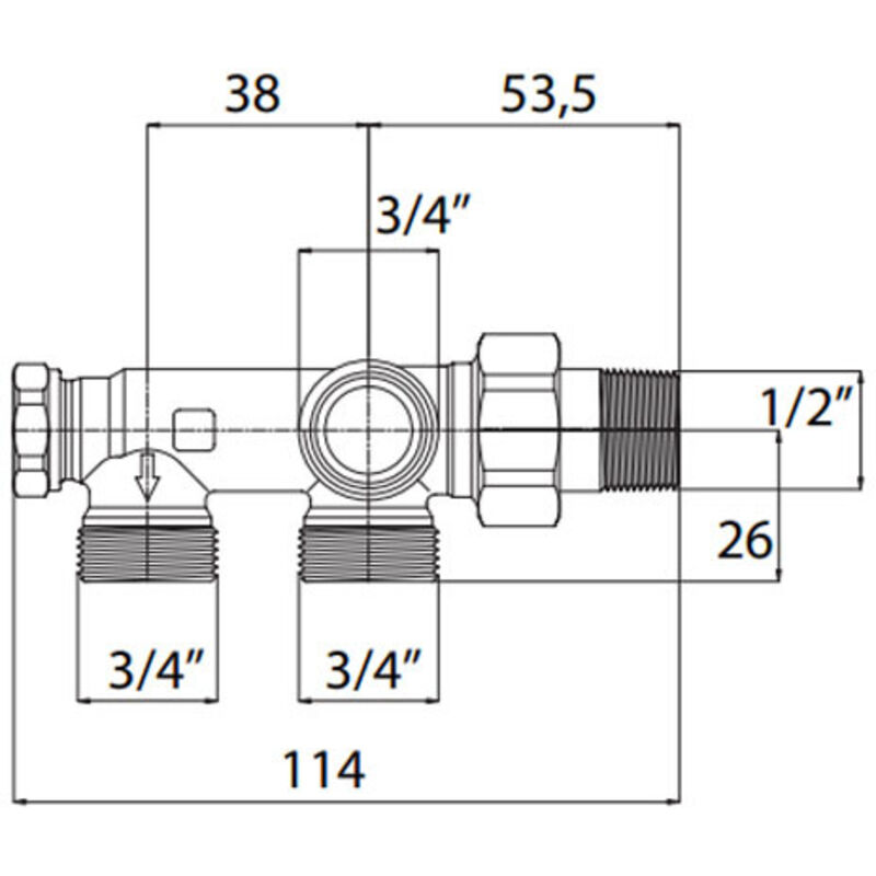 Blanc Habitat - Groupe de raccordement monotube pour raccordement mural mâle 1/2' (15/21) - mâle 3/4 ek - Somatherm