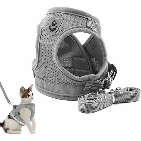 GroupM Argent gris taille S gilet chien laisse réfléchissant respirant chien sangle de poitrine fournitures pour animaux de compagnie