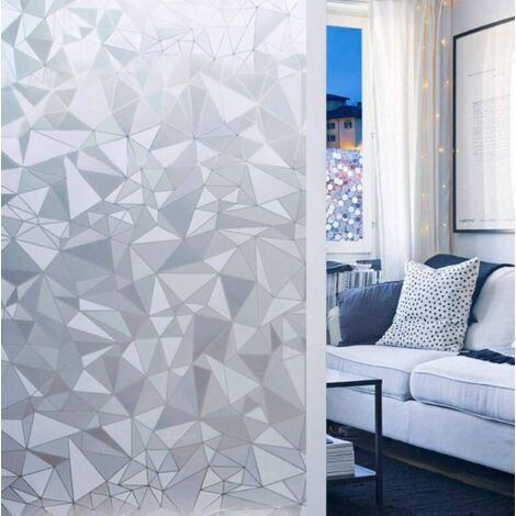 CottonColors Pellicola Per smerigliato Finestre geometria Decorativa,Autoadesive,Anti-UV,Controllo di Calore Privacy 3Ft x 6.5Ft 90cm x 200cm 