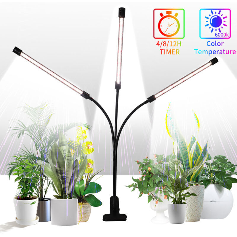 Grow Light pour les plantes led Grow Light Plant Grow Light 60W avec Clip Luminosité Réglable 4/8 / 12H Timing