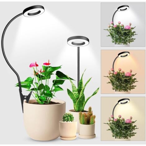 GABRIELLE Grow Lights for Indoor Plants, Clip On Full Spectrum LED Grow Light, Two Installation Options Plant Light, 3 Colors Grow Lamp with 360° Gooseneck, 6/12/16H Timer, 5 Brightness, 1 Pack