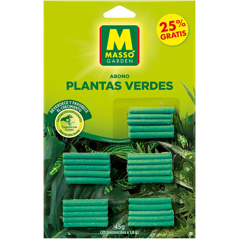 

Bastoncitos fertilizantes plantas verdes 45gr 231100 massó - Masso