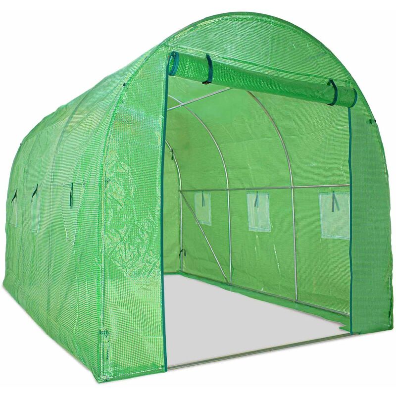 Growing greenhouse 2x3 m garden greenhouse with galvanised steel tunnel structure and pe net covering. Greenhouse 6sqm 200x300x190cm