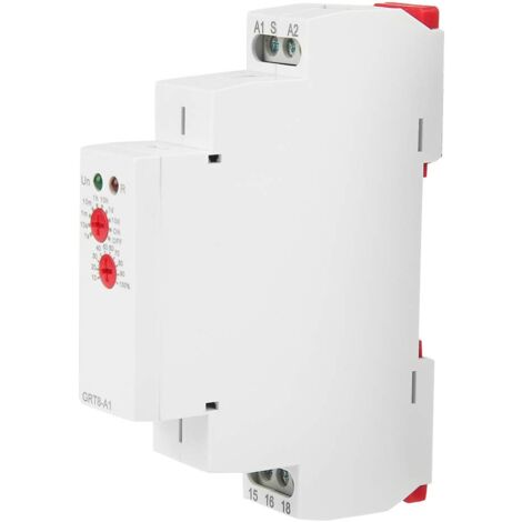 GRT8-A1 Einschaltverzögerungsrelais, 35 mm Mini-Einzelfunktion, DIN-Schiene, LED-Verzögerungsrelais, Einschaltverzögerungsrelais 0,1 S – 10 Tage AC/DC12 V–240 V (50–60 Hz)