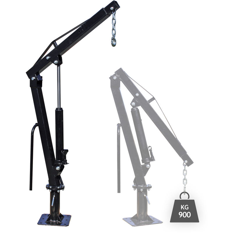 

Wiltec - Grúa pick-up camión para carga y descarga, hasta 900kg, giratoria 360°, base perforada montaje suelo