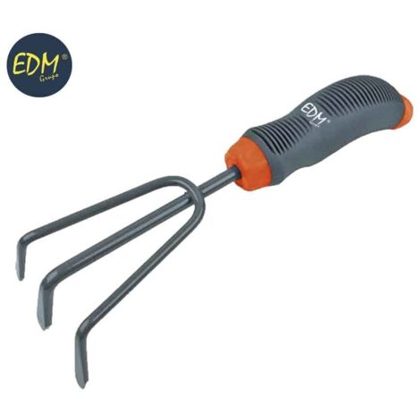 Grubber mit 3 Gartenzinken 25 cm Farbe Grau/Orange EDM
