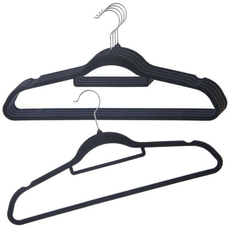 Grucce In Velluto Nero 42 Cm – Antiscivolo Con Gancio Rotante, Set Di 5, Per Cappotti E Camicie - 2