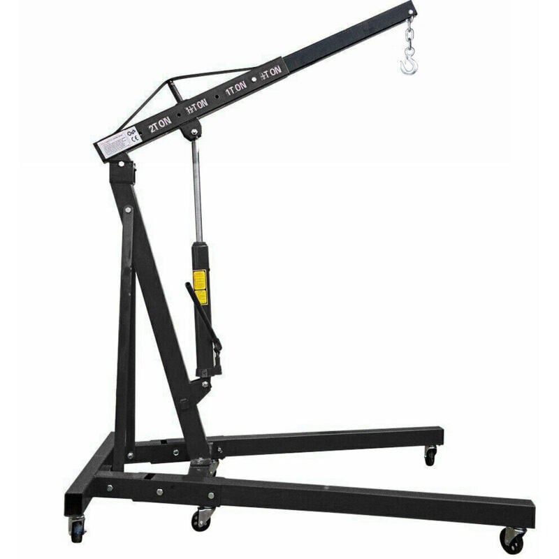 Grue d'atelier pliante 2T - 4 positions,Chèvre d'atelier en acier,Lève-moteur Hydraulique Pompe double Dispositif de levage