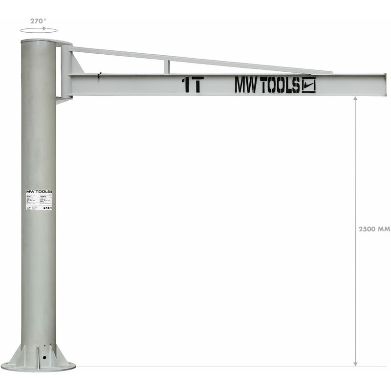 Mw Tools - Grue pivotante manuelle colonne 1T flèche 3m KZK100
