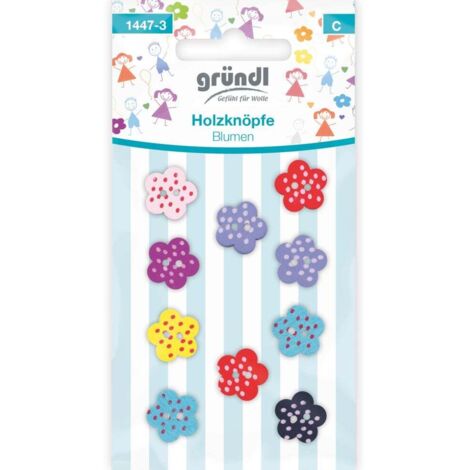 Gründl Holzknöpfe Motiv Blumen Handarbeit