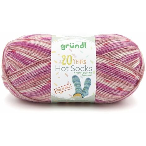 Gründl Sockenwolle Hot Socks 100 g 4-fach, malve-pfirsich-koralle-meliert Sockenwolle