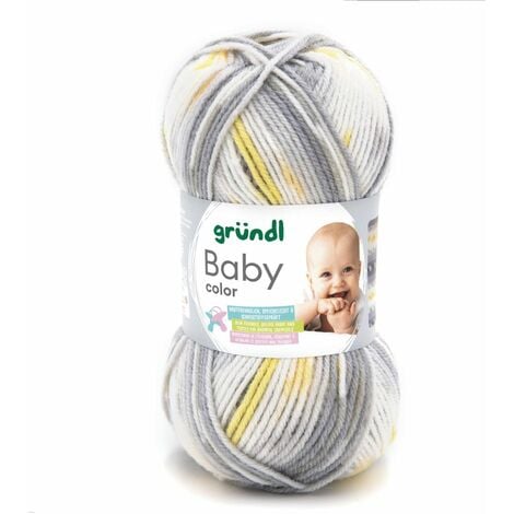 Gründl Wolle Baby color 50 g hellgrau natur dunkelgrau gelb multicolor Handarbeit