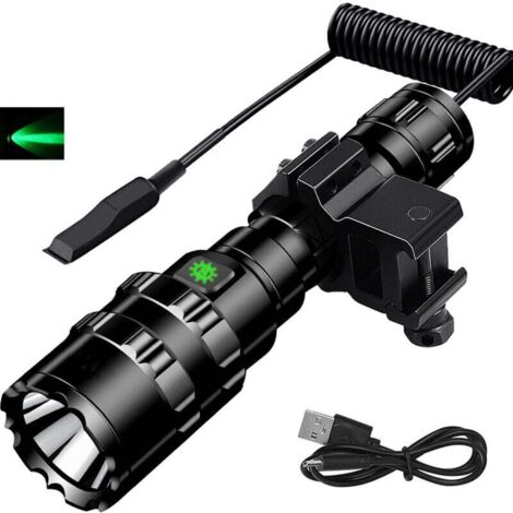 Grüne Jagdlampe, 1000 Lumen grünes Licht, 300 Meter Reichweite, wasserdicht, 5 Modi, taktisch [schwarz].