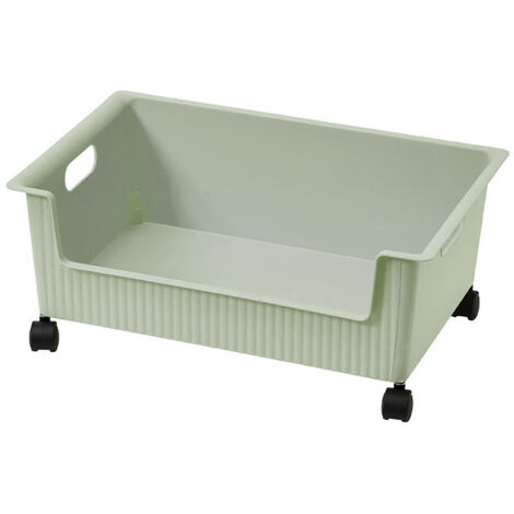 Grüne, rollbare Aufbewahrungsbox aus Kunststoff für Bücher – Großer Schul-Organizer auf Rollen – Großes Fassungsvermögen für Bücher und Taschen unter dem Schreibtisch – 38 x 28,5 x 15 cm (500 g)