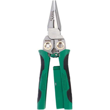 Grüner Abisolierer, 20,2 x 6 x 2 cm, 1 Stück, rutschfest, multifunktionaler Abisolierer mit Spannungsprüfer, Elektrikerzange.