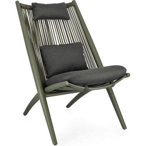BIZZOTTO Grüner Aloha Lounge Sessel mit Kissen 66x84x98h cm
