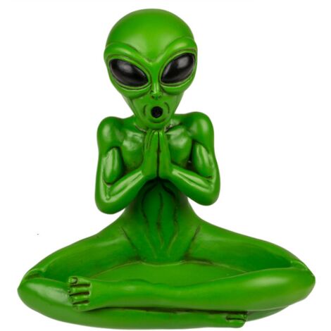 Grüner Aschenbecher mit Alien-Yoga-Übungsmotiv