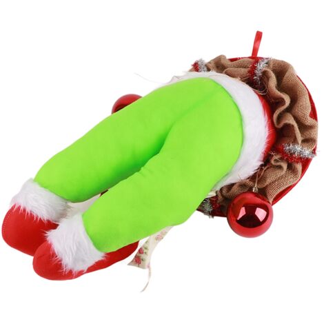 Grüner Plüsch-Weihnachtskranz mit Filmdieb-Motiv, lustige Dekoration für Tür, Fenster und Garten
