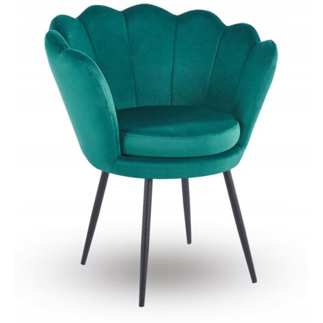 GRÜNER SAMT-SESSEL FURNITEX MODERN CHAIR SCHWARZE BEINE