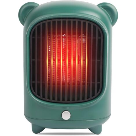Grüner tragbarer elektrischer Keramikheizlüfter, PTC, kleiner Keramikheizer, Mini-Heizlüfter mit einstellbarem Thermostat, 500 W, EU-Stecker, Hitzeschutz
