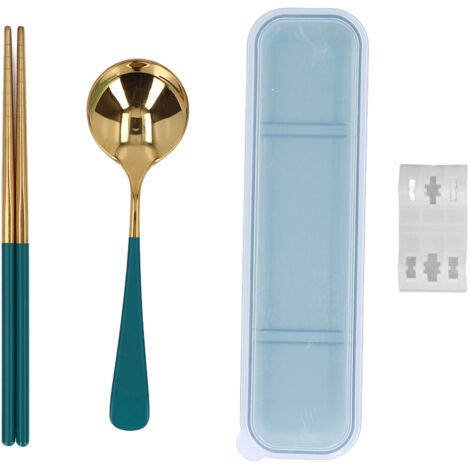 Grünes und goldenes Besteckset, elegantes Design mit Hochglanzpolitur, wiederverwendbar und umweltfreundlich
