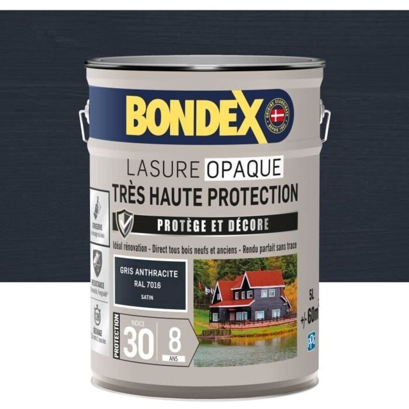 Deckende Lasur Mit Sehr Hohem Schutz - Anthrazitgrau Ral 7016 Seidenmatt - Bondex - 5 L