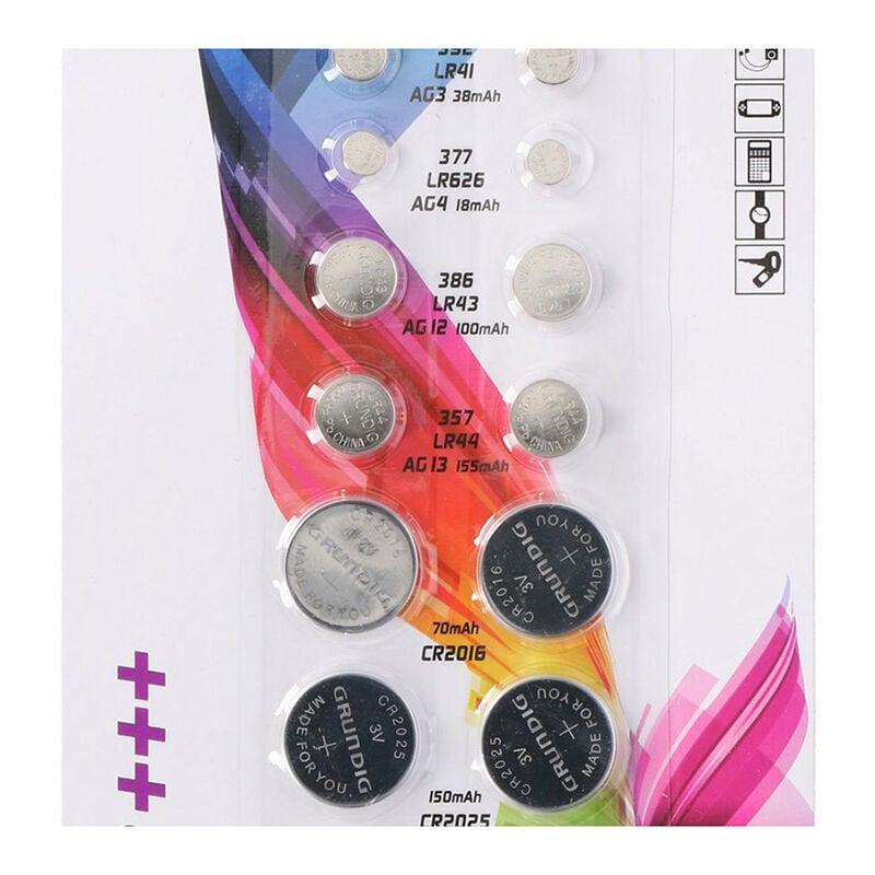 Grundig - Jeu de piles alcalines plates AG / CR 14 pcs.