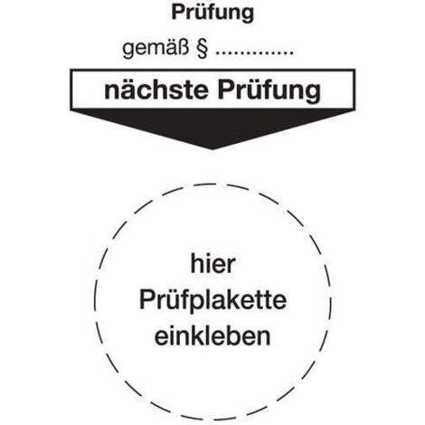 Grundplakette B80xL40mm Prüfung gemäß Paragraph Folie Btl. a 100 St.