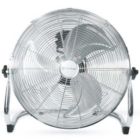 Grunkel - Ventilador Industrial de Suelo en acero inoxidable y 45cm Diametro - MET-H16INDUSTRIAL - Con 3 velocidades diferentes y ángulo de inclinación ajustable - 90W - Metal (16")