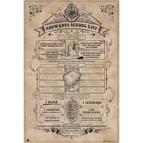 Grupo Erik Editores Poster Harry Potter Hogwarts School List