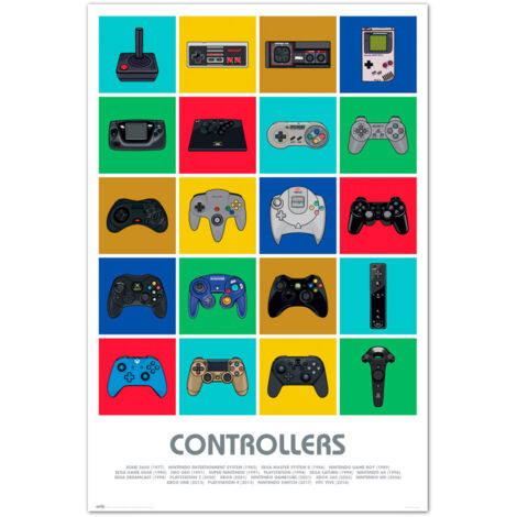 Grupo Erik Poster Controllers - Poster Gaming - Laminas Decorativas 61x91,5cm a Todo Color  Posters para Pared Ideal decoración habitación
