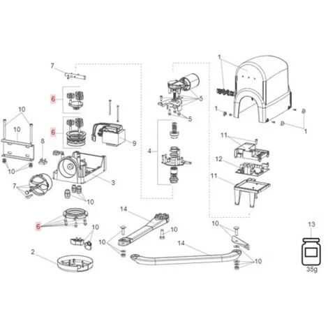 Grupo Reductor Para Motor Actuador 391 Compas Recambio FAAC GENIUS 63003367