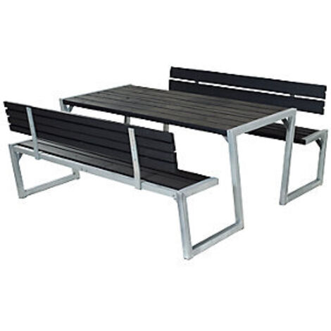Gruppensitzbank  Länge 1760 mm  mit Rückenlehne  schwarz Active Green Bank