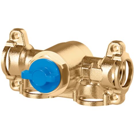 Gruppo con intercettazione generale ispezionabile (manopola blu) Caleffi 359192  Oro