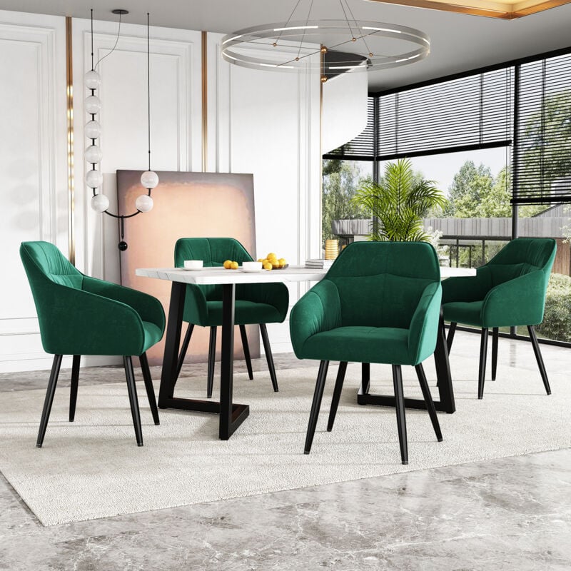 Image of Gruppo da pranzo (set, tavolo da pranzo 117×68×75 cm con 4 sedie), set tavolo da cucina moderno, sedia di design imbottita con schienale, piano