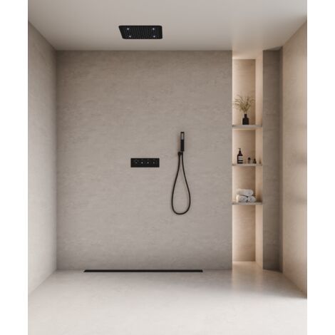 Gruppo doccia termostatico a LED a soffitto - Nero
