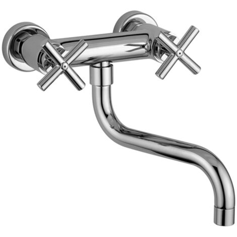 Gruppo lavello a muro con canna orientabile Paffoni serie Quattro QTV161CR  Cromato - Ottone