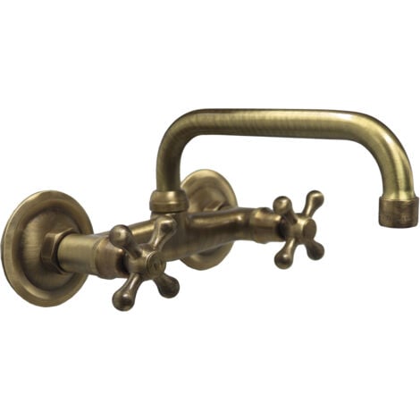 Gruppo lavello modello 403 miscelatore per lavandino vasca fontana da giardino in ottone brunito