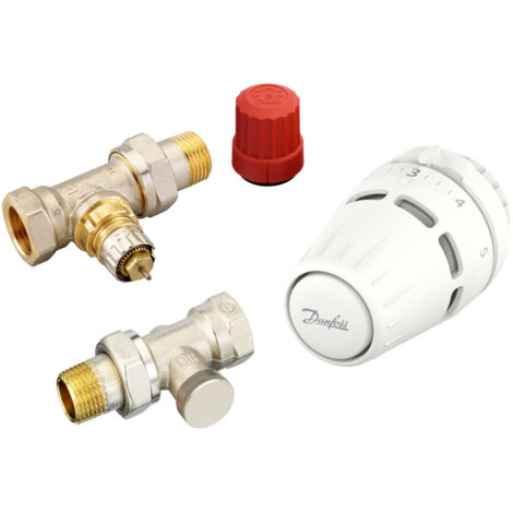 Gruppo termostatico Danfoss con testa Regus RA, dado +RA-N+RLV-S 15 dritto