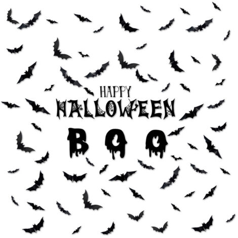 Gruselige 3D-Fledermaus-Halloween-Aufkleber – Realistische Dekoration für Innenwände, Partys und Zuhause